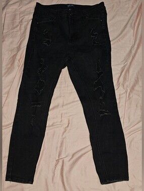 Wax Jean Black Distressed Jeans